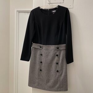 DKNY Black/Brown Houndstooth Sheath Mini Dress - size 6P